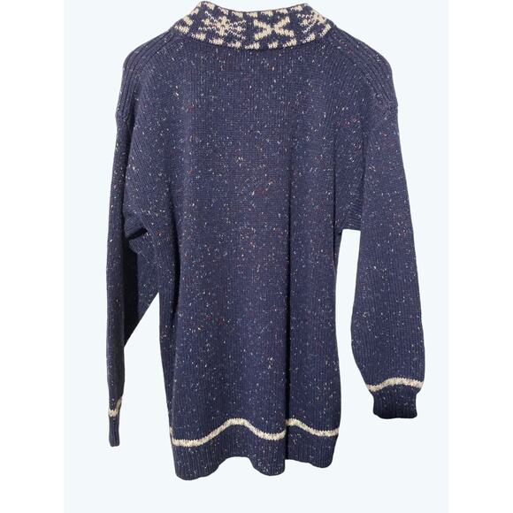 Justine Todd · 3X · V-Neck Blue Tweed Wool Blend Sweater · Classic Casual Cozy - Picture 5 of 9